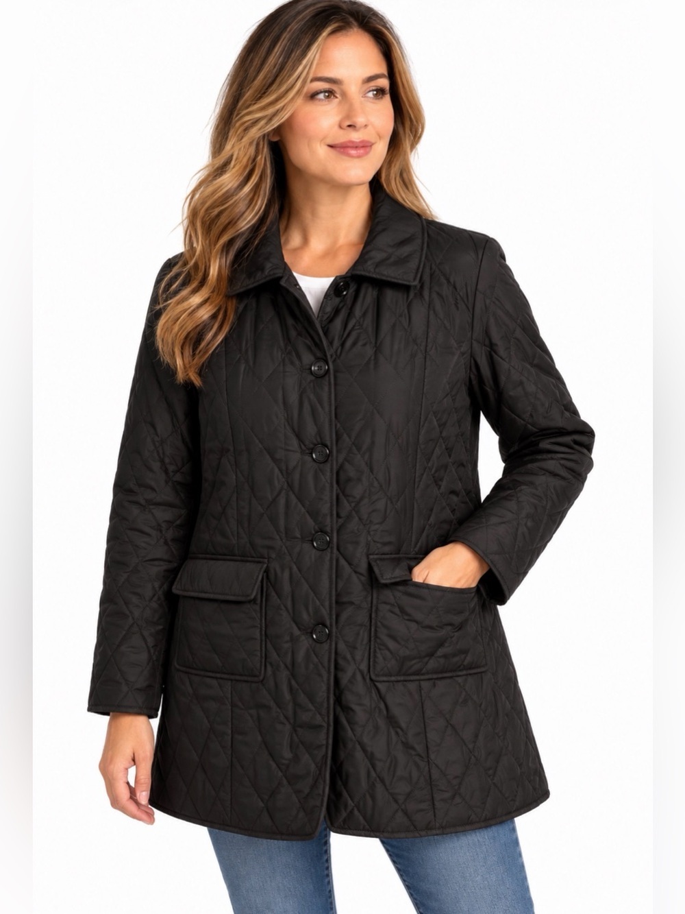 Mythology Black Quilted Barn Jacket Women’s Large Lightweight Coat
